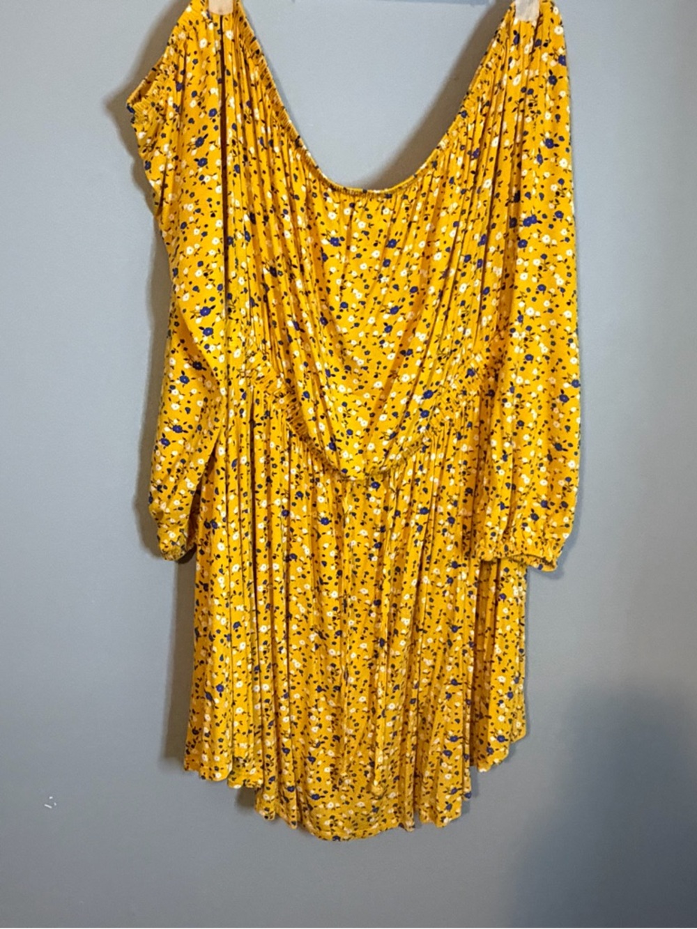 ASOS Yellow Floral Long Sleeve Dress